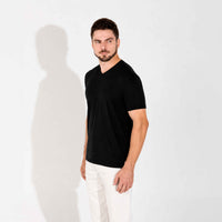 Camiseta Pima Gola V Masculina - Preto