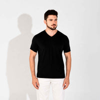 Camiseta Pima Gola V Masculina - Preto