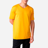 Camiseta Pima Gola V Masculina | Life Collection - Amarelo Sol