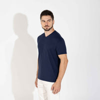 Camiseta Pima Gola V Masculina | Life Collection - Azul Marinho