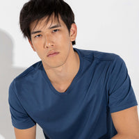 Camiseta Pima Gola V Masculina | Life Collection - Azul Carbono
