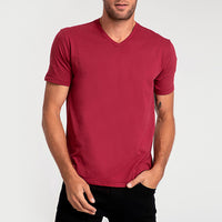 Camiseta Algodão Premium Gola V Masculina | Everyday Collection - Tinto