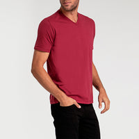 Camiseta Algodão Premium Gola V Masculina | Everyday Collection - Tinto