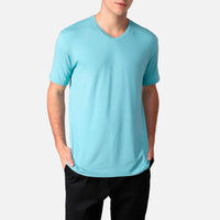Camiseta Algodão Premium Gola V Masculina | Everyday Collection - Azul Turquesa