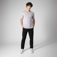 Camiseta Algodão Premium Gola V Masculina | Everyday Collection - Cinza Claro