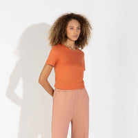 Camiseta Pima Feminina | Life Collection - Laranja Telha