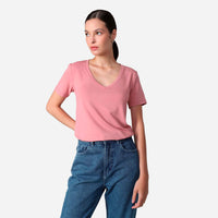 Camiseta Algodão Premium Gola V Feminina | Everyday Collection - Rose
