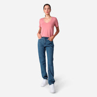 Camiseta Algodão Premium Gola V Feminina | Everyday Collection - Rose