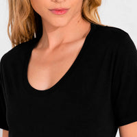 Camiseta Pima Gola U Feminina - Preto