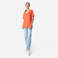 Camiseta Pima Gola U Feminina | Life Collection - Laranja Telha
