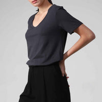 Camiseta Pima Gola U Feminina | Life Collection - Grafite