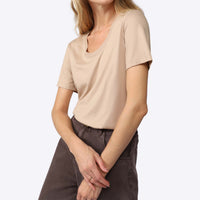 Camiseta Pima Gola U Feminina | Life Collection - Bege Camel