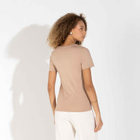 Camiseta Pima Gola U Feminina | Life Collection - Bege Camel