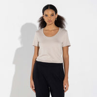 Camiseta Pima Gola U Feminina | Life Collection - Bege Aveia