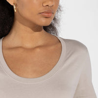 Camiseta Pima Gola U Feminina | Life Collection - Bege Aveia