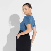 Camiseta Pima Gola U Feminina | Life Collection - Azul Ártico