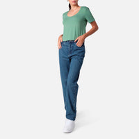 Camiseta Algodão Premium Gola U Feminina | Everyday Collection - Verde Oliva