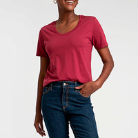 Camiseta Algodão Premium Gola U Feminina | Everyday Collection - Tinto