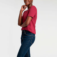 Camiseta Algodão Premium Gola U Feminina | Everyday Collection - Tinto
