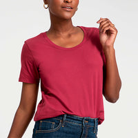 Camiseta Algodão Premium Gola U Feminina | Everyday Collection - Tinto