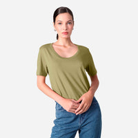 Camiseta Algodão Premium Gola U Feminina | Everyday Collection - Verde Jade