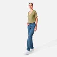 Camiseta Algodão Premium Gola U Feminina | Everyday Collection - Verde Jade