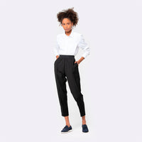 Calça Cintura Alta Com Elástico Feminina - Preto