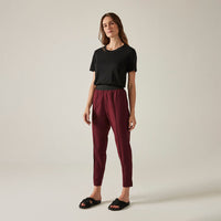 Calça Cintura Alta Com Elástico Feminina - Tinto