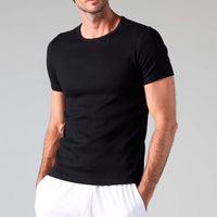 Camiseta Confort Canelada Masculina - Preto