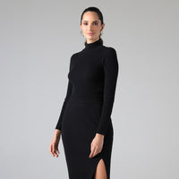 Blusa De Tricot Gola Alta - Preto