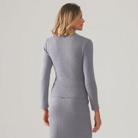 Blusa De Tricot Gola Alta - Cinza Mescla