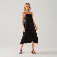 Vestido Fluido Alças Finas - Preto