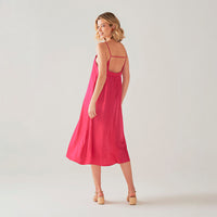 Vestido Fluido Alças Finas - Fúcsia