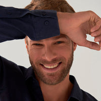 Camisa Básica Leve Linho - Azul Marinho