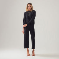 Calça Reta De Tricot - Preto