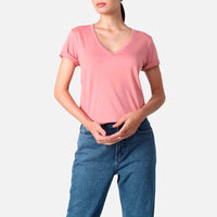 Camiseta Pima Gola V Feminina | Life Collection - Rose