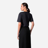 Camiseta Algodão Premium Gola V Feminina | Everyday Collection - Cinza Escuro