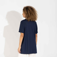 Camiseta Pima Oversized Feminina | Life Collection - Azul Marinho