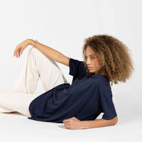 Camiseta Pima Oversized Feminina | Life Collection - Azul Marinho