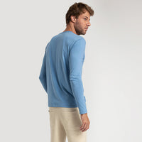 Camiseta Pima Gola V Manga Longa Masculina | Life Collection - Azul Celeste