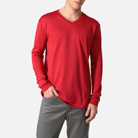 Camiseta Pima Gola V Manga Longa Masculina | Life Collection - Marsala