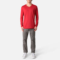 Camiseta Pima Gola V Manga Longa Masculina | Life Collection - Marsala