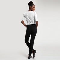 Blusa Cotton Pima Decote Reto Meia Manga Feminina - Branco