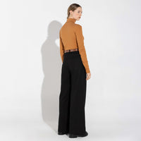 Blusa Canelado Algodão Gola Rolê Feminina - Ocre