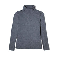 Blusa Canelado Algodão Gola Rolê Feminina - Mescla Escuro