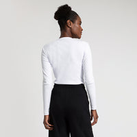 Camiseta Canelada Manga Longa Feminina - Branco