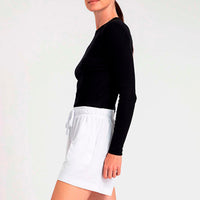 Camiseta Canelada Manga Longa Feminina - Preto