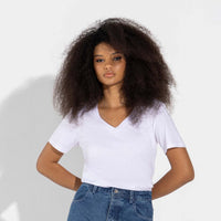 Camiseta Algodão Premium Gola V Feminina | Everyday Collection - Branco