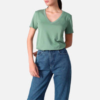 Camiseta Algodão Premium Gola V Feminina | Everyday Collection - Verde Oliva