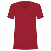 Camiseta Algodão Premium Gola V Feminina | Everyday Collection - Vermelho Rubi